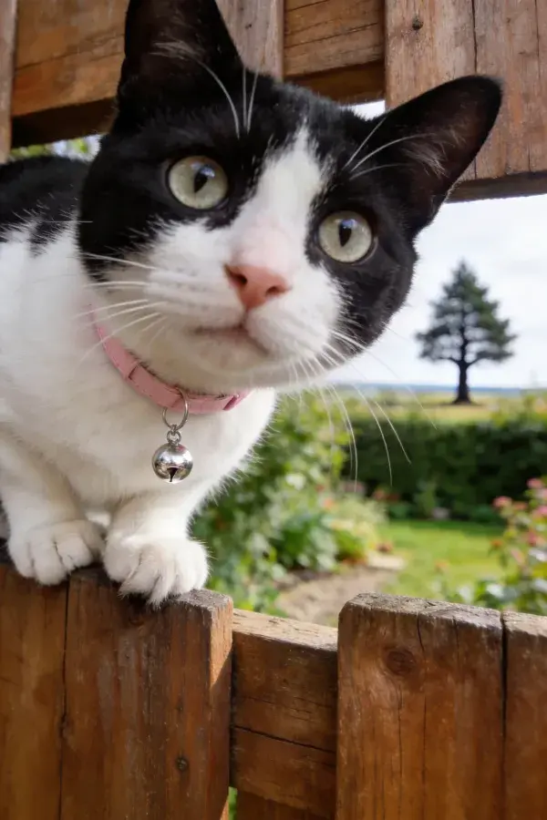 短毛家猫木栅栏特写镜头