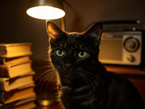 玳瑁短毛家猫在复古书桌旁