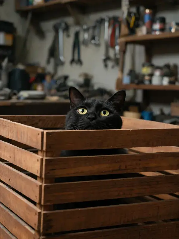 工作室内的短毛家猫探视场景