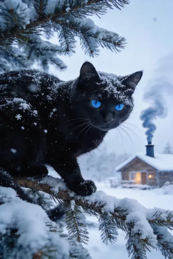 蓝眼睛短毛家猫雪枝停留