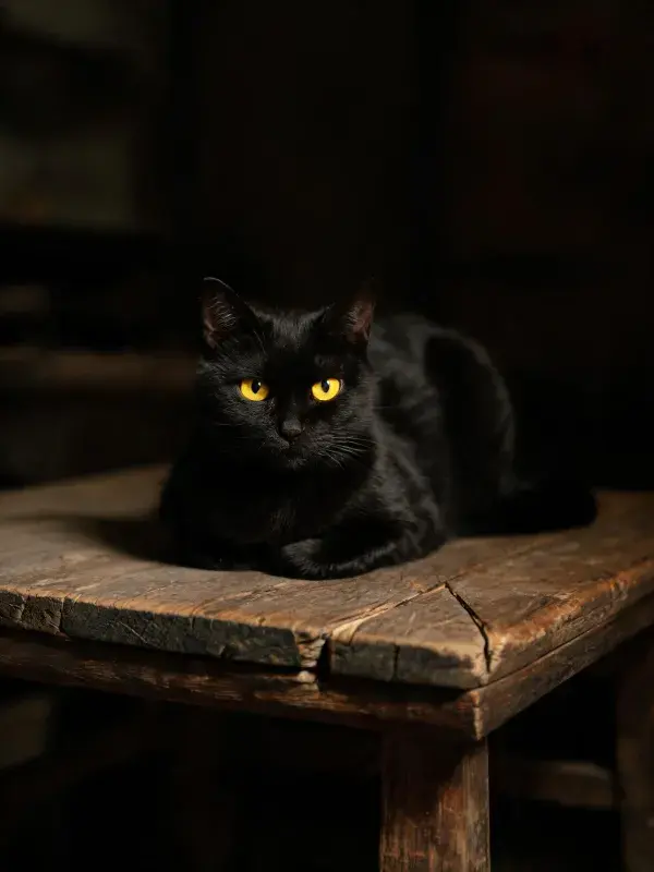 短毛家猫静卧木桌之上