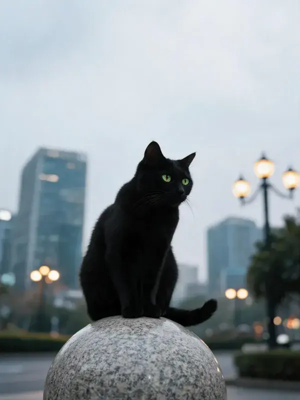 城市环境中短毛家猫的静态姿态