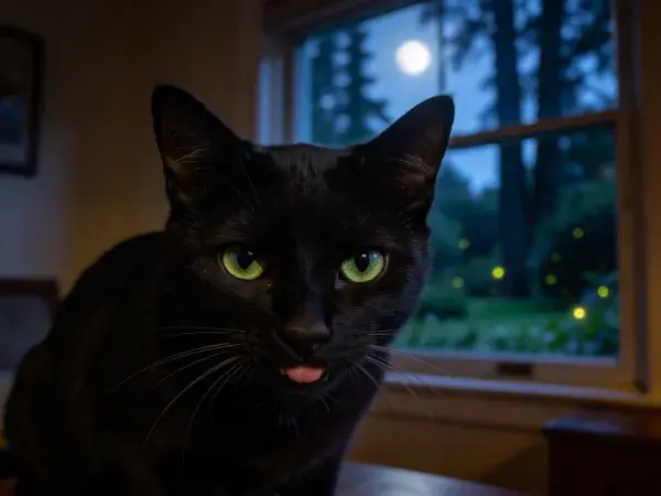 窗边短毛家猫凝视瞬间