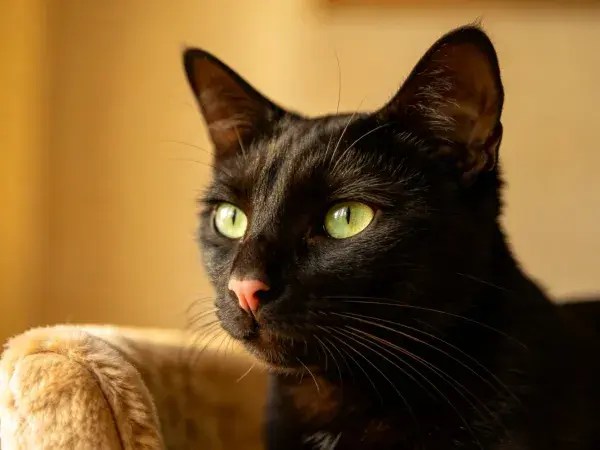 短毛家猫注视室内场景