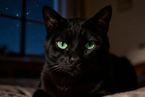 黑猫绿眸室内观察瞬间