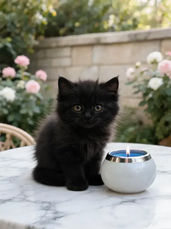 短毛家猫在石桌旁的注视