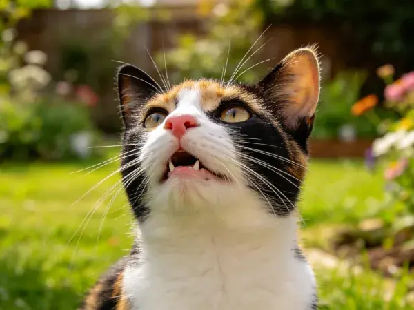 三色短毛家猫花园特写