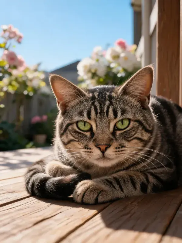 虎斑短毛猫的午后休憩