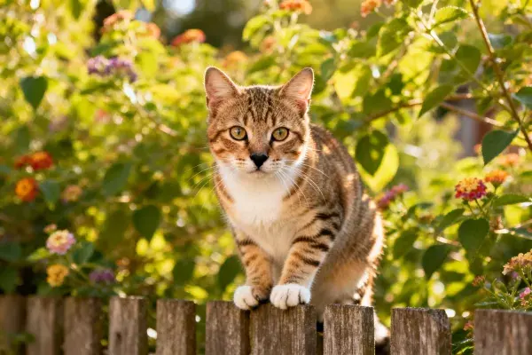 观察中的橘色条纹短毛猫