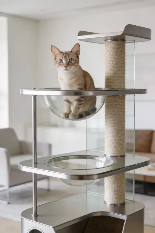现代家居中金渐层短毛猫栖息