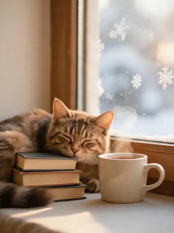 玳瑁斑纹短毛猫窗边休憩图