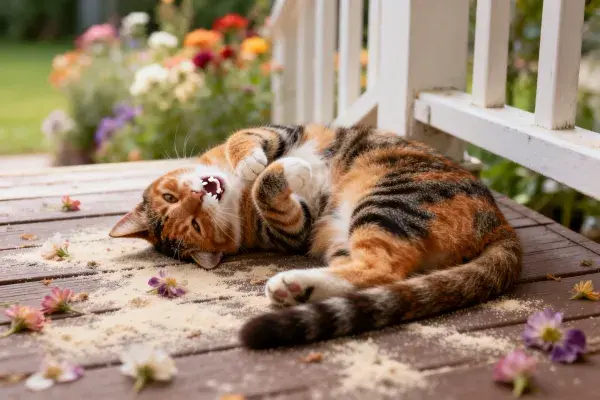 三色短毛猫的玩耍瞬间