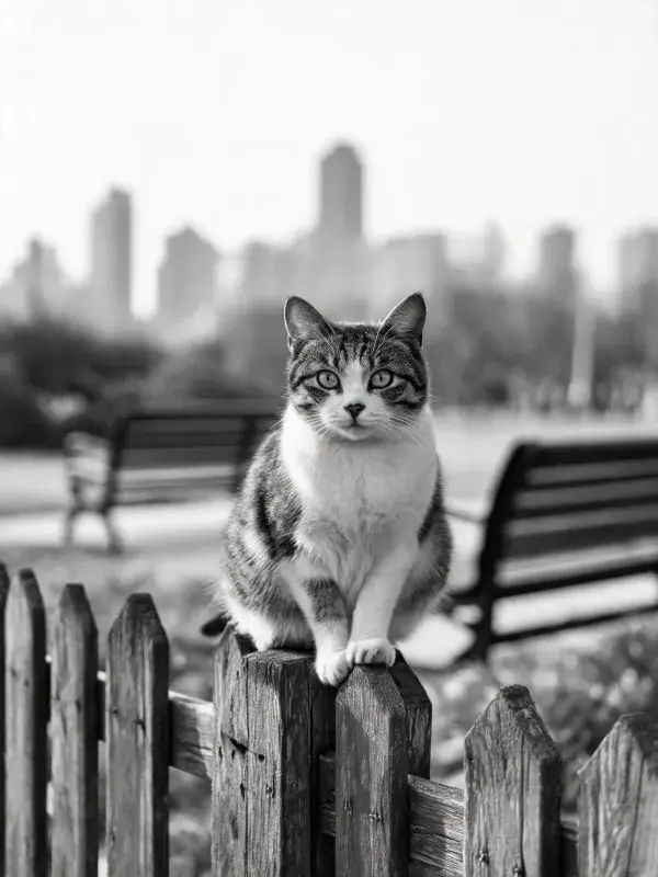 城市公园内的短毛家猫图景