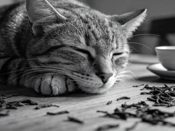 露天平台上的短毛虎斑猫休憩状态抓拍