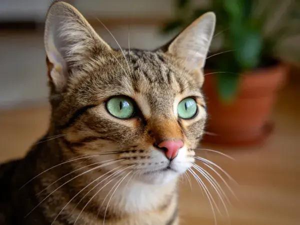 虎斑纹短毛猫凝视瞬间