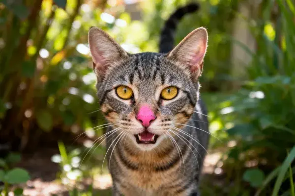 户外短毛虎斑猫面部特写