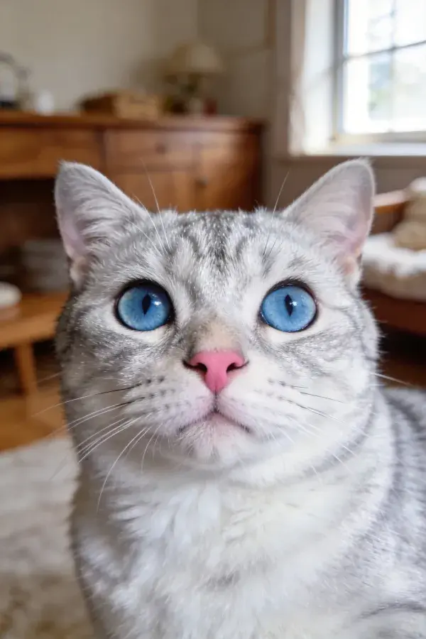 银渐层短毛猫凝视瞬间