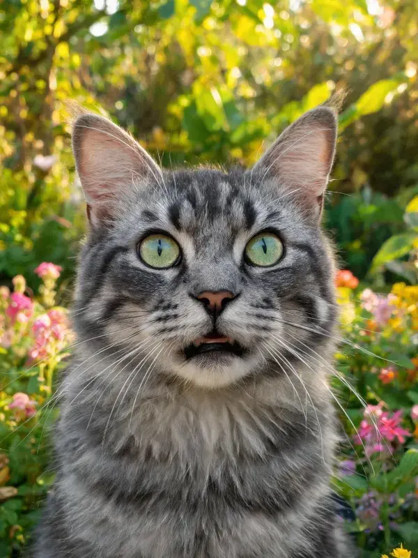 灰虎斑缅因猫凝视镜头