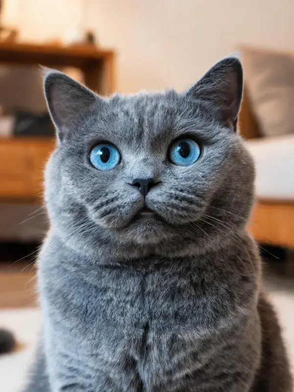 英国短毛猫在室内环境下的特写画面