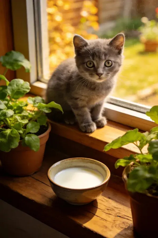 灰色英国短毛猫坐于窗台