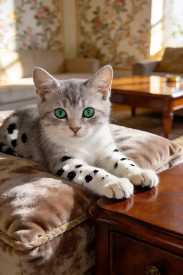 阳光室内的银渐层短毛猫