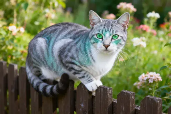 灰蓝短毛家猫的观察姿态
