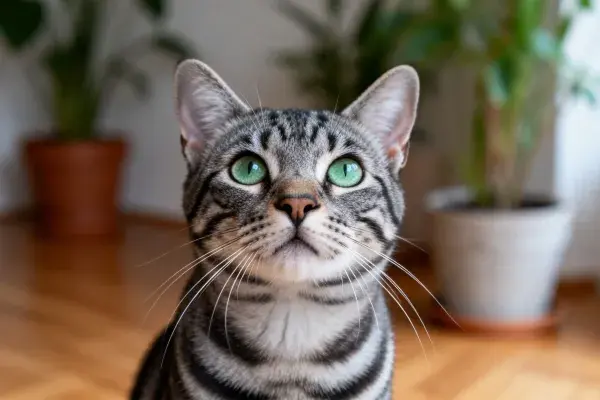 阳光室内短毛虎斑猫特写