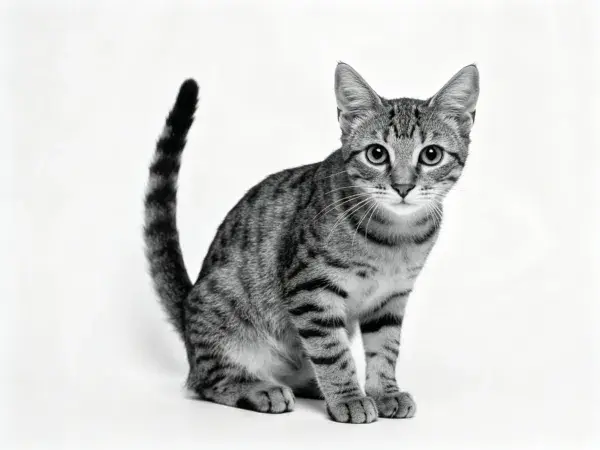 黑白条纹短毛家猫特写场景