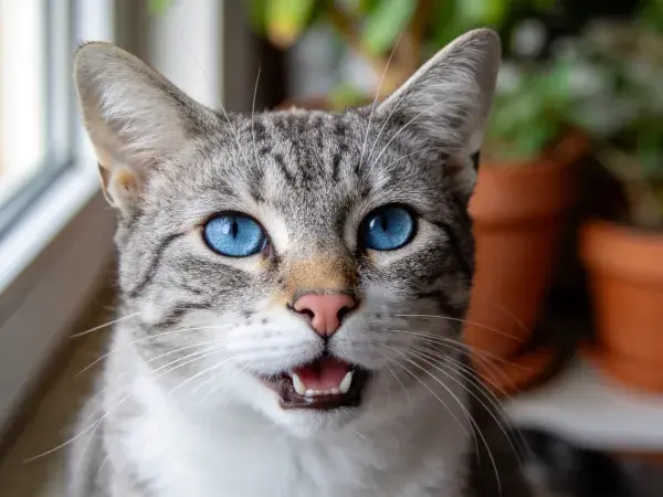 窗边的蓝眼睛短毛家猫