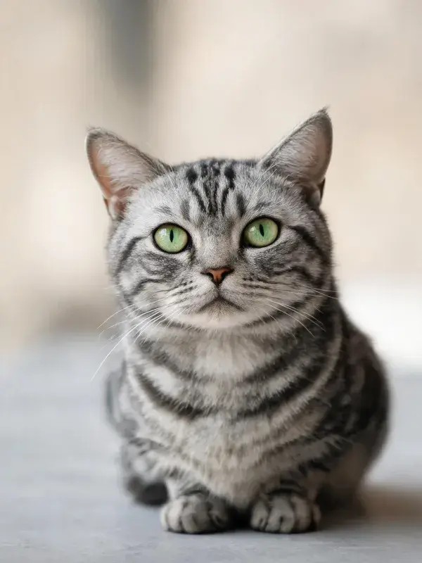 银虎斑美国短毛猫注视镜头的场景