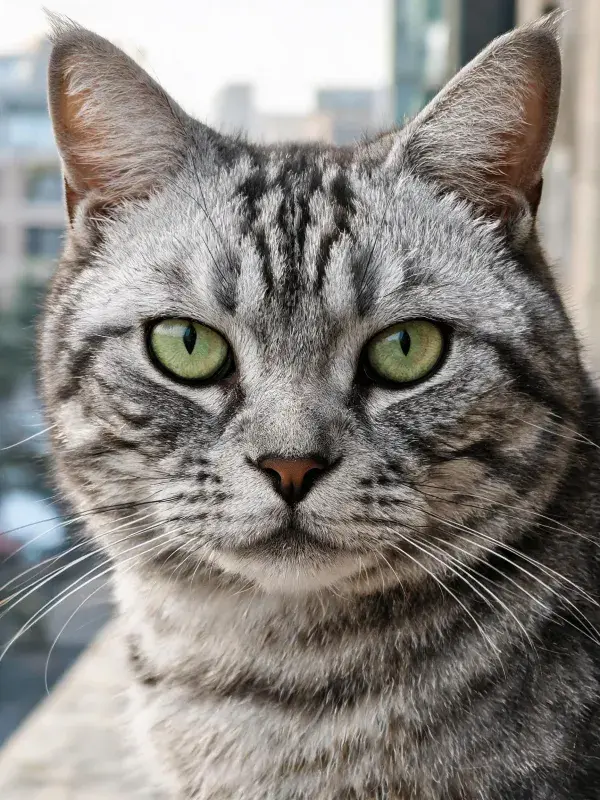 银虎斑短毛猫面部特写