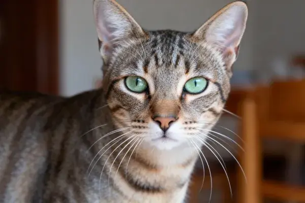 短毛虎斑猫室内特写画面