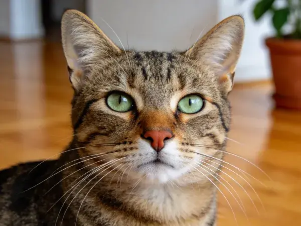 绿眼睛短毛家猫室内特写