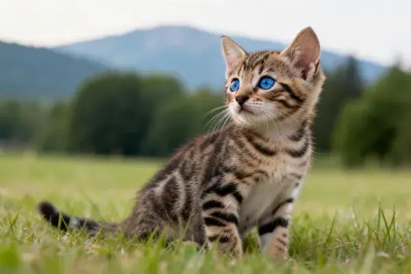 班加罗尔小猫坐于草地户外