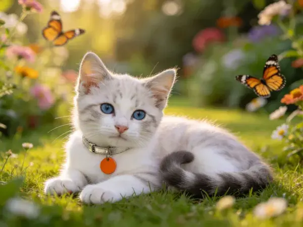 白灰短毛家猫静卧草地