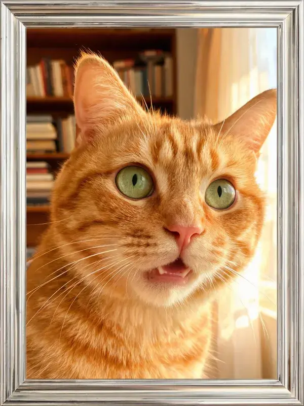 暖光下的橘色短毛猫特写
