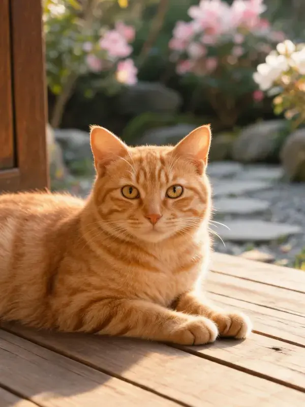 橘色短毛家猫安静躺卧