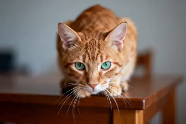 橘色短毛猫的凝视瞬间