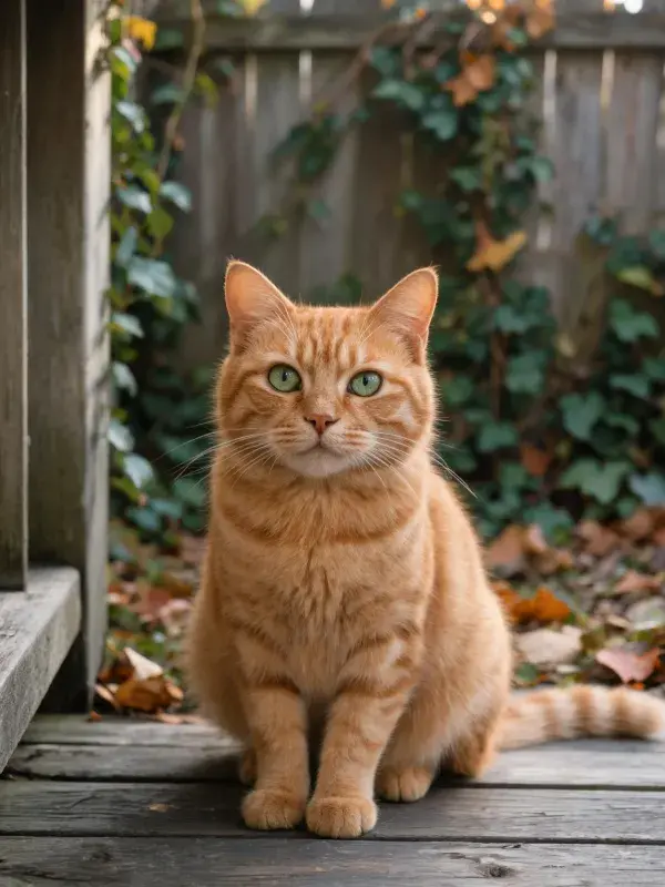 静坐观察的橘色短毛家猫