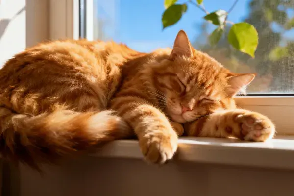 窗台上的橙虎斑短毛家猫