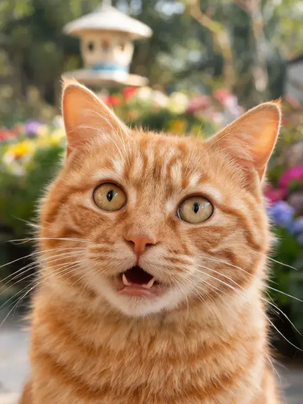 橘色虎斑猫的户外特写