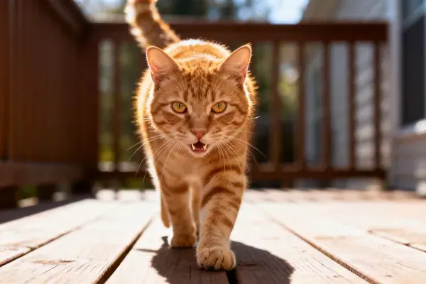 橘色短毛家猫行走瞬间