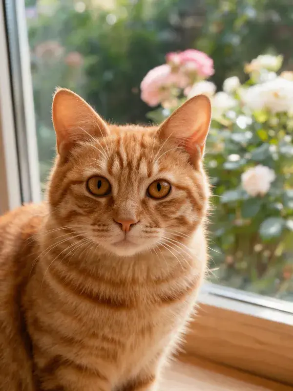 橘色短毛猫窗边状态记录