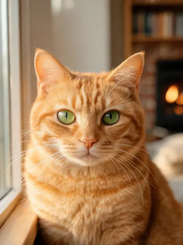 窗边橙虎斑短毛猫图景