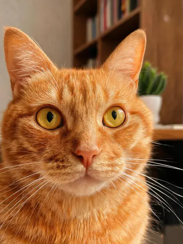 橘色短毛猫注视镜头于室内