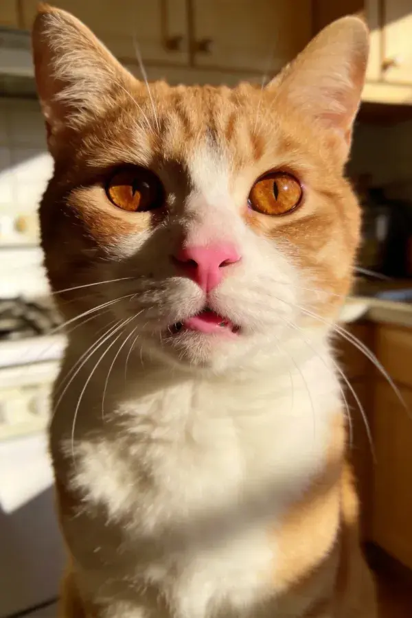 橘白短毛家猫室内近景