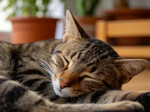 室内环境中短毛虎斑猫休息场景