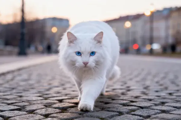 长街石板路上的布偶猫