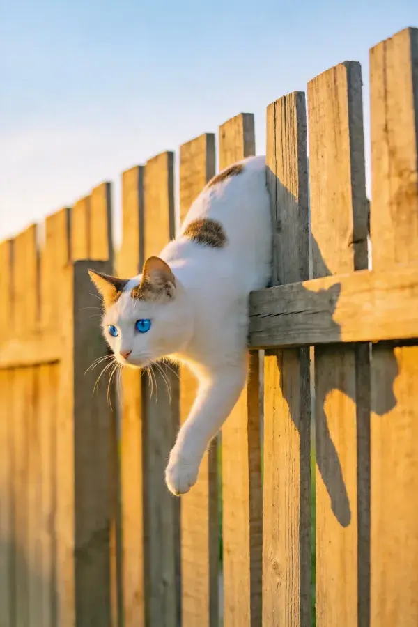 玳瑁斑纹短毛家猫越栅栏