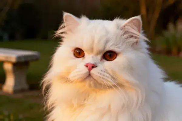 花园中白色长毛布偶猫